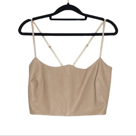 The Sei Tan Leather Curved Corset Tank Crop Top - 2/4 - Picture 1 of 10